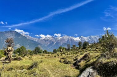 Scenic View of the Dhauladhar Mountains from a Dharamshala Trek